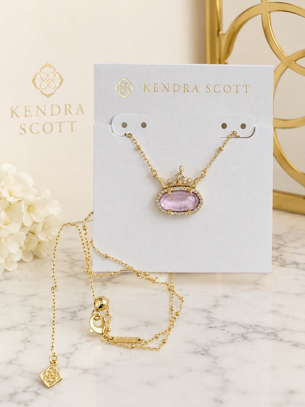 Disney | Kendra Scott Elisa Princess Gold Short Pendant Necklace – Mauve MOP